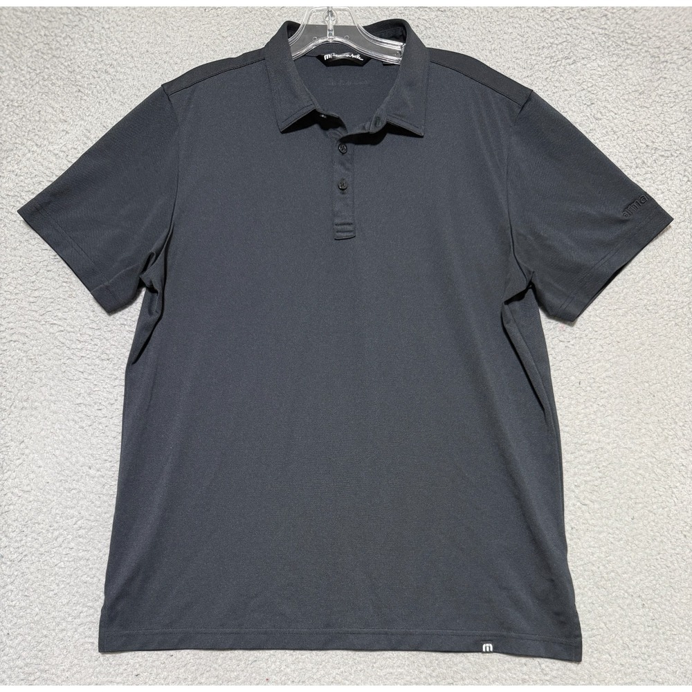 Travis Mathew Golf Polo Black Performance Short Sleeve Shirt Mens Large